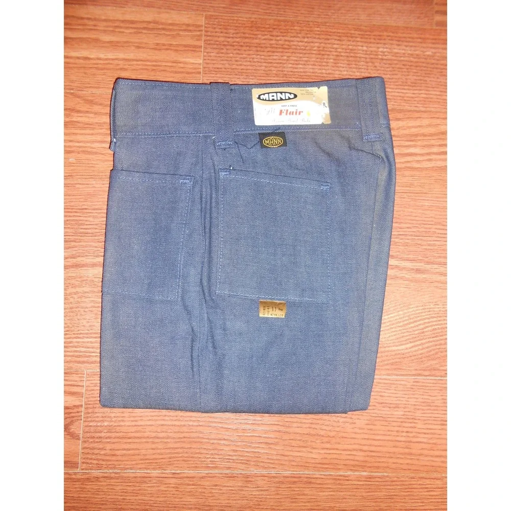 Kids 70's Vintage MANN Pants Boy/Girl 11 Regular Unisex Flare Hippie Blue Jeans!